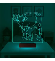 Luvivia Çocuk Odası İnek İnek Yavrusu 3D Lamba - Masa Gece Lambası