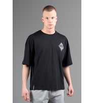 Maraton Oversize Erkek Bisiklet Yaka Siyah T-shirt