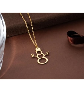 Kişiye Özel 925 Ayar Gümüş Kardan Adam Model Kolye (Gold)