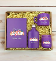 BK Gift Kişiye Özel İsimli DTF Anne Temalı Mor Defter & Kahve Fincanı & Kolonya & Mum Hediye Seti-2, Anneye Hediye, Anneler Günü Hediyesi