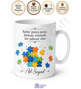 Puzzle Sever İçin Kişiye Özel Baskılı Kupa Bardak Hediye