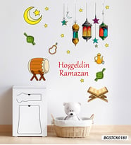 Bizerk Görsel Hoşgeldin Ramazan Cam Duvar Dekorasyon Sticker Seti