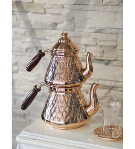 BAKIR ÇAYDANLIK BAKLAVA DİLİMLİ MODEL BAKIR RENK