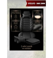 volvo s60 2000 Koltuk ve Kılıf uyumlu Minder Yastık Lüks Siyah 2 Minder 2 Yastık