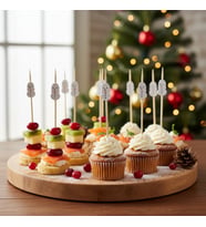 12 CM Kardan Adam Figürlü Yılbaşı Kokteyl Kürdanı 12'li - Noel Cupcake Meyve Çubuğu