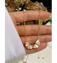 ÇELİK AÇILIR KAPANIR TASARIM KOLYE (Gold)