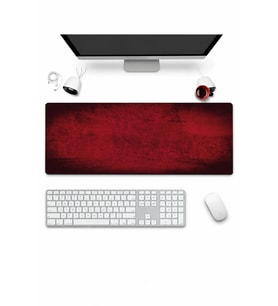 SonicTouch Klavye Mousepad 32x70cm Dikişsiz Pürüzsüz Sıvı Geçirmez Kaymaz Taban Kızıl Doku
