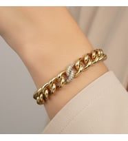 XUPING JEWELRY 14 Ayar Altın Kaplama, Ortası Taşlı Burgu Bileklik
