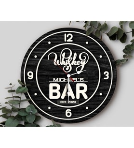 BK Gift Barlara Özel Dekoratif Siyah Ahşap Duvar Saati 35cm-23 , Bar Duvar Saati , Cafe Duvar Saati , Özel Ahşap Saat
