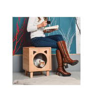 Yataklı Ahşap Kedi Evi, Modern ve Şık Tasarım, Rahat ve Dayanıklı