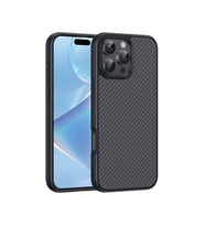 Lexroo iPhone 16 Pro Max Kılıf M-safe Şarj Özellikli Karbon Fiber Tasarımlı Elnino Kılıf - Siyah