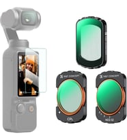 Concept 3'lü Paket Filtre Osmo Pocket 3 - Manyetik CPL, Siyah Sis 1/4, VND2-32, DJI Osmo Pocket 3 ile Uyumlu Filtre Seti, Polarize Siyah Difüzyon, Değişken ND Filtresi
