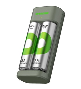 Gp Recyko 2600 mAh R6 AA Pilli Şarj Cihazı GP-E221 270AHCER21 2GTLB2 Pil Şarj Aleti + 2 Adet AA Kalem Pil