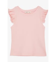 Breeze Kız Çocuk Crop Tişört Kolları Fırfırlı 8-14 Yaş, Somon