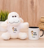 Kişiye Özel Maske İşi İyi Oldu Tasarım Esprili Peluş Koyun ve Siyah Kupa
