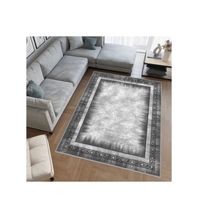 Rovigo Home Dijital Baskı Yıkanabilir Kaymaz Taban Salon Halısı RVG0476 (Gri)