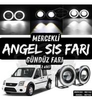 Ford Connect 2002-2013 Uyumlu Mercekli Angel Sis Farı Metal 76 mm Beyaz Halkalı Gündüz Farı 2 Adet