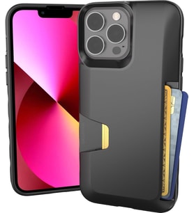 iPhone 13 Pro Max Cüzdan Kılıf - Cüzdan Avcısı Cilt 1 [İnce + Koruyucu] Apple iPhone 13 Pro Max için Kredi Kartı Tutacağı - Siyah Kravat İlişkisi