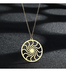 Altın Kaplama Spiral Güneş Gümüş Kolye