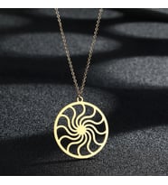 Altın Kaplama Spiral Güneş Gümüş Kolye