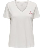 Only ONLNEW BELLE S/S LOVE V-NECK TOP BOX JRS Beyaz Kadın T-Shirt 15343216