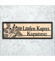 10X20 Cm Lütfen Kapıyı Kapatınız Yazılı Ahşap Yönlendirme