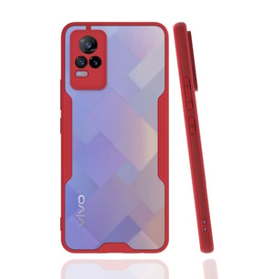 Newface Vivo V21e Kılıf Platin Silikon - Kırmızı