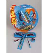 x Dekomus Lisanslı Hotwheels Özel Tasarımlı 5'li Kırtasiye Seti Metal Kalem Kutusu,Cetvel,Kalem