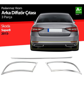 Skoda Superb Uyumlu Krom Egzoz Çıkışı 3 Parça Set 2015-2019 (Karışık)