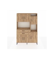 Arges Gardrop 9 Raflı 2 Çekmeceli 6 Kapaklı 132x30x195 Çam-Çam