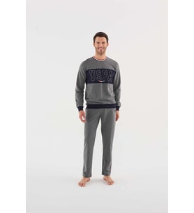 U.s Polo Assn 18616 Erkek Antrasit Melanj Pijama Takım