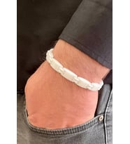 1. Sınıf Çelik ve Seramik Mixli Beyaz Erkek Bileklik (20 cm yada 23 cm)