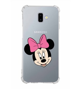 Samsung Galaxy J6 Plus  Köşe Korumalı Antişok Kapak Minnie Mouse Tasarımlı Şeffaf  Kılıf