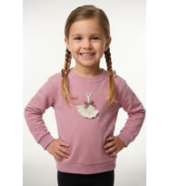 Breeze Kız Çocuk Sweatshirt Kuğu Armalı Fiyonk Detaylı 2-6 Yaş, Gülkurusu