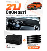 NİSSAN X-TRAİL (2013-2020) Uyumlu Torpido Örtüsü + Deri Bagaj Çantası + Sticker Seti - Siyah