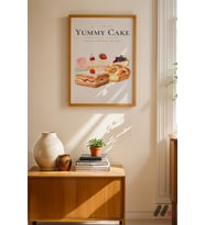 Yummy Cake Tatlı Posteri, Ahşap Çerçeveli Duvar Tablosu - Mutfak Dekorasyonu