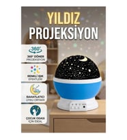 Yıldızlı Gökyüzü Projeksiyon Gece Lambası Renkli 360 Derece Döner Masa Lambası