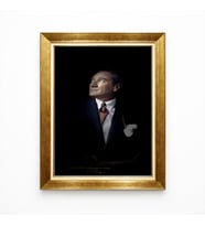 Tablore Karizmatik Atatürk Portresi Siyah Fon Kanvas Tablo