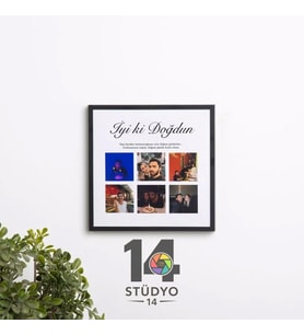 Stüdyo 14 Kişiye Özel 6 Fotoğraflı Çerçeveli Tablo – Fotoğraf , Başlık ve Mesaj Özelleştirmeli Dekoratif Hediye