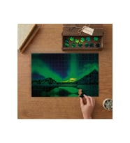 Kuzey Işıkları Manzarası Tasarımı 240 parça Ahşap Puzzle Ahşap Kutuda MP04776