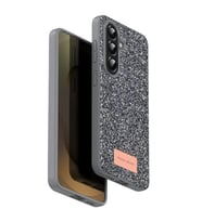 Coverzone Samsung Galaxy A17 ile Uyumlu Parlak Simli Telefon Bright K?l?f? Boncuk ??lemeli ??k Tasar?m Darbe Emici Kenarlar Tam Koruma Sa?layan Kaymaz Kapak Galaxy A17 i�in K?l?f G�m�?