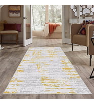 Hardal Eskitme Desen Yıkanabilir Kaymaz Taban Leke Tutmaz Modern Salon Halısı ve Yolluk