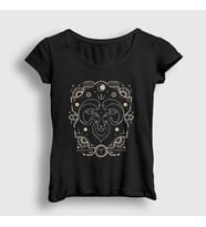 Presmono Kadın Siyah Aries Zodiac Hediye Koç Burcu T-Shirt 526333tt