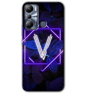 İnfinix Hot 20i Kılıf HD Desen Baskılı Kılıf - Dark Neon Yaprak V Harfi