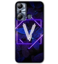 İnfinix Hot 20i Kılıf HD Desen Baskılı Kılıf - Dark Neon Yaprak V Harfi
