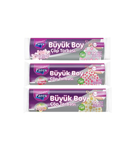 Büzgülü Çöp Torbası Kokulu Büyük Boy 3'lü Paket
