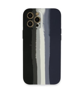İphone 12 Pro Max Kılıf Ebruli Lansman  - Siyah-lacivert