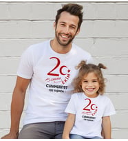 BK Gift 29 Ekim Tasarımlı 2’li Baba-Kız Beyaz Tişört-4, 29 Ekim Hediyesi, Trend Tişört, 100.Yıl Hediyesi