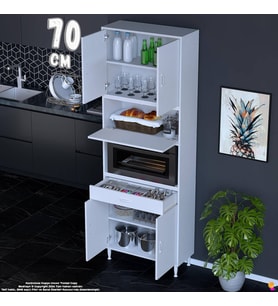 Eliusta Çağıl 70 cm Çok Amaçlı Fırın Dolabı - Mutfak Kiler Banyo Antre Hobi Dolabı 70x226x32 cm