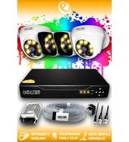 ELITCAM 4 Kameralı Kare 2 İç Kamera Set HDD'siz Full HD Renkli Gece Görüşlü Güvenlik Kamerası Sistemi
